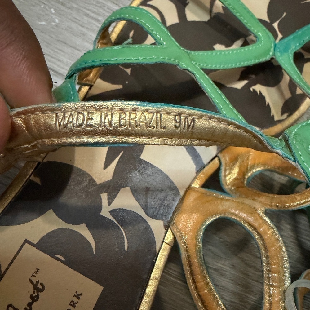 Kate Spade Emerald and Tan Strappy Sandals - Picture 3 of 5